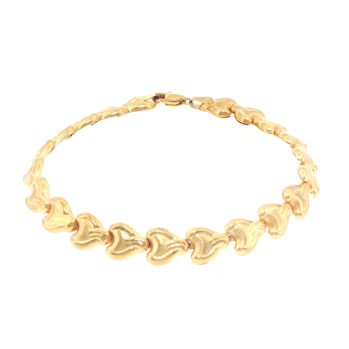18ct Yellow Gold Stylized Heart Link Chain Bracelet