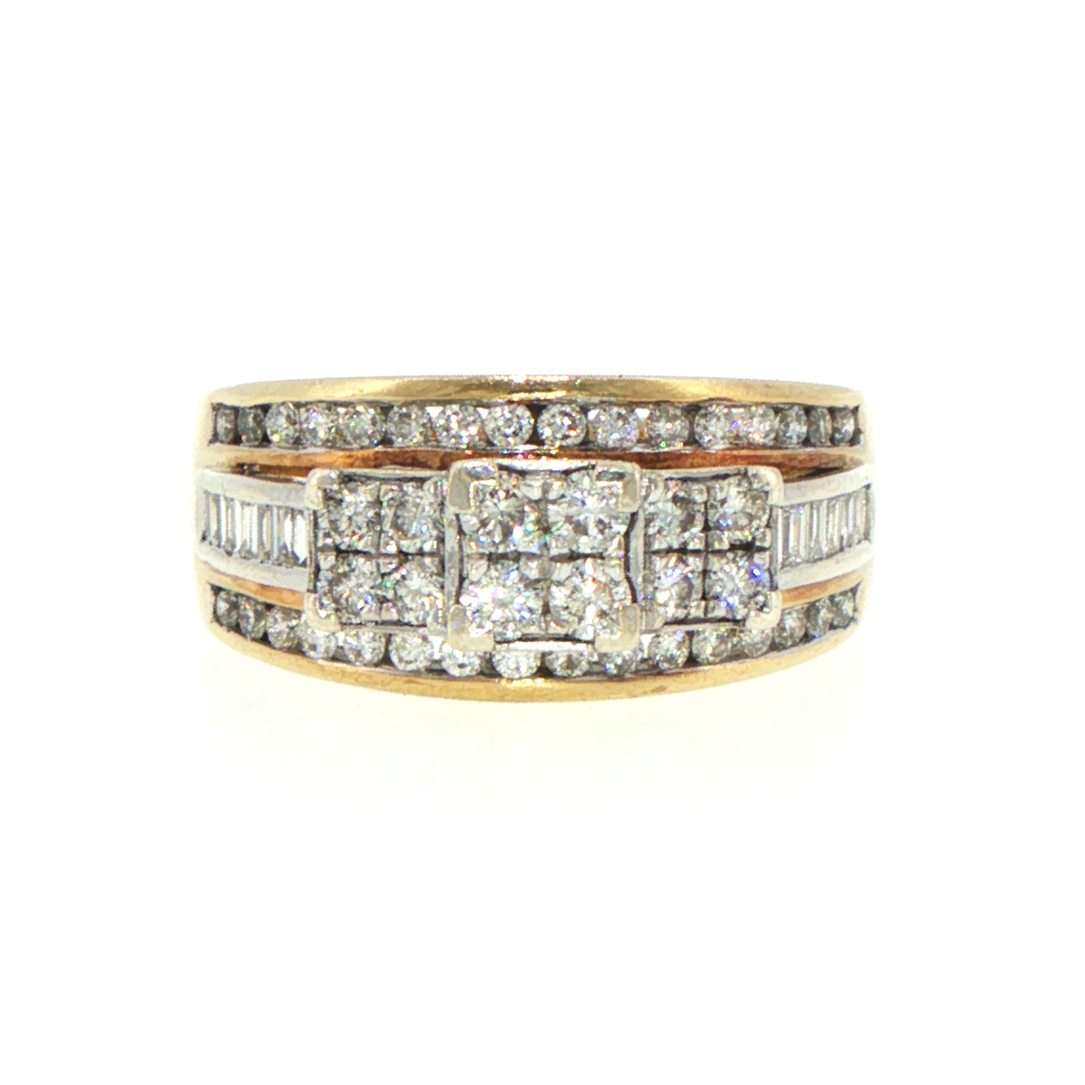 9ct Yellow Gold Diamond Multi-Stone Cluster Band