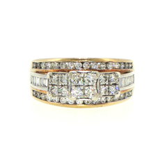 9ct Yellow Gold Diamond Multi-Stone Cluster Band