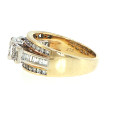 9ct Yellow Gold Diamond Multi-Stone Cluster Band