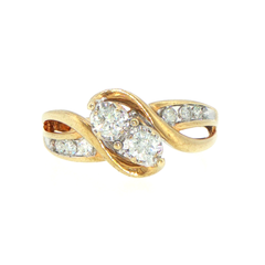 9ct Yellow Gold Bypass Two-Stone Diamond Ring