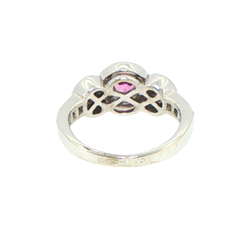 10ct White Gold Vivid Pink Sapphire and Diamond Halo Multi-Stone Ring