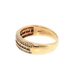 10ct Yellow Gold Three-Row Diamond Band Ring