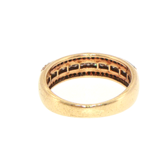 10ct Yellow Gold Three-Row Diamond Band Ring