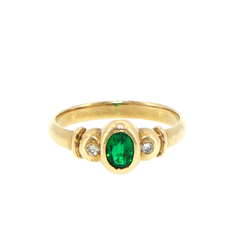 9ct Yellow Gold Bezel-Set Oval Multistone Diamond Ring