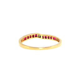 18ct Yellow Gold Ruby Channel Set Band Ring with Diamond Accent