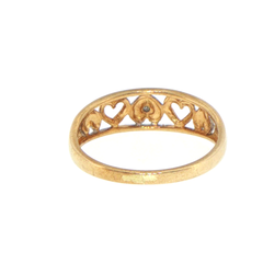 9ct Yellow Gold Openwork Heart Band Ring with Diamond Accent