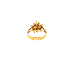 14ct Yellow Gold Pearl Cocktail Ring with Starburst Halo