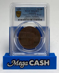 1855 KM-Tn275 W.D. Wood Hobart, Tasmania 1 Penny Token Tk 1D R600 - PCGS MS63BN - Mega Cash Sydney