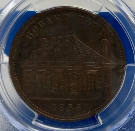 1855 KM-Tn275 W.D. Wood Hobart, Tasmania 1 Penny Token Tk 1D R600 - PCGS MS63BN - Mega Cash Sydney