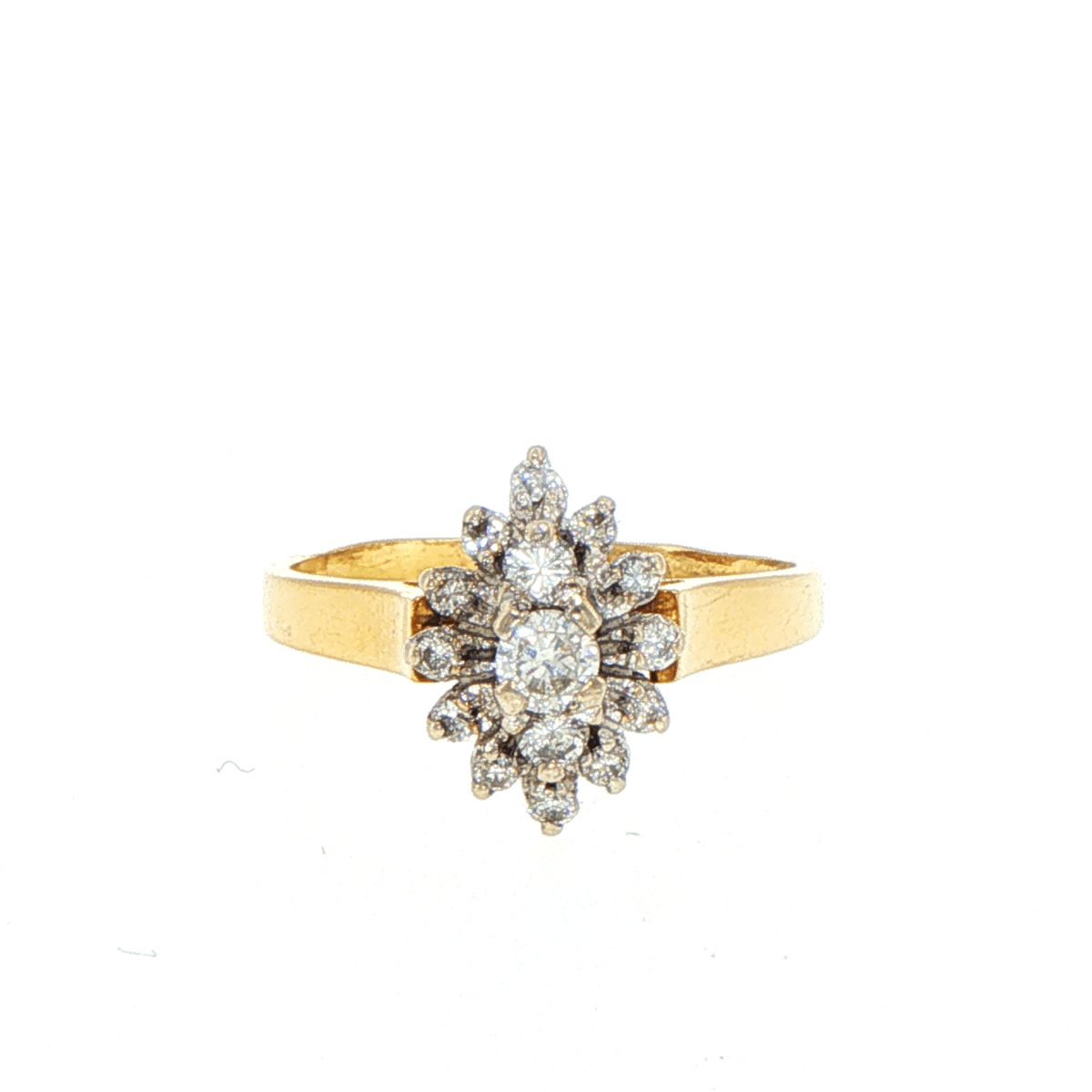 18ct Diamond Starburst Cluster Ring in Yellow Gold - Mega Cash Sydney
