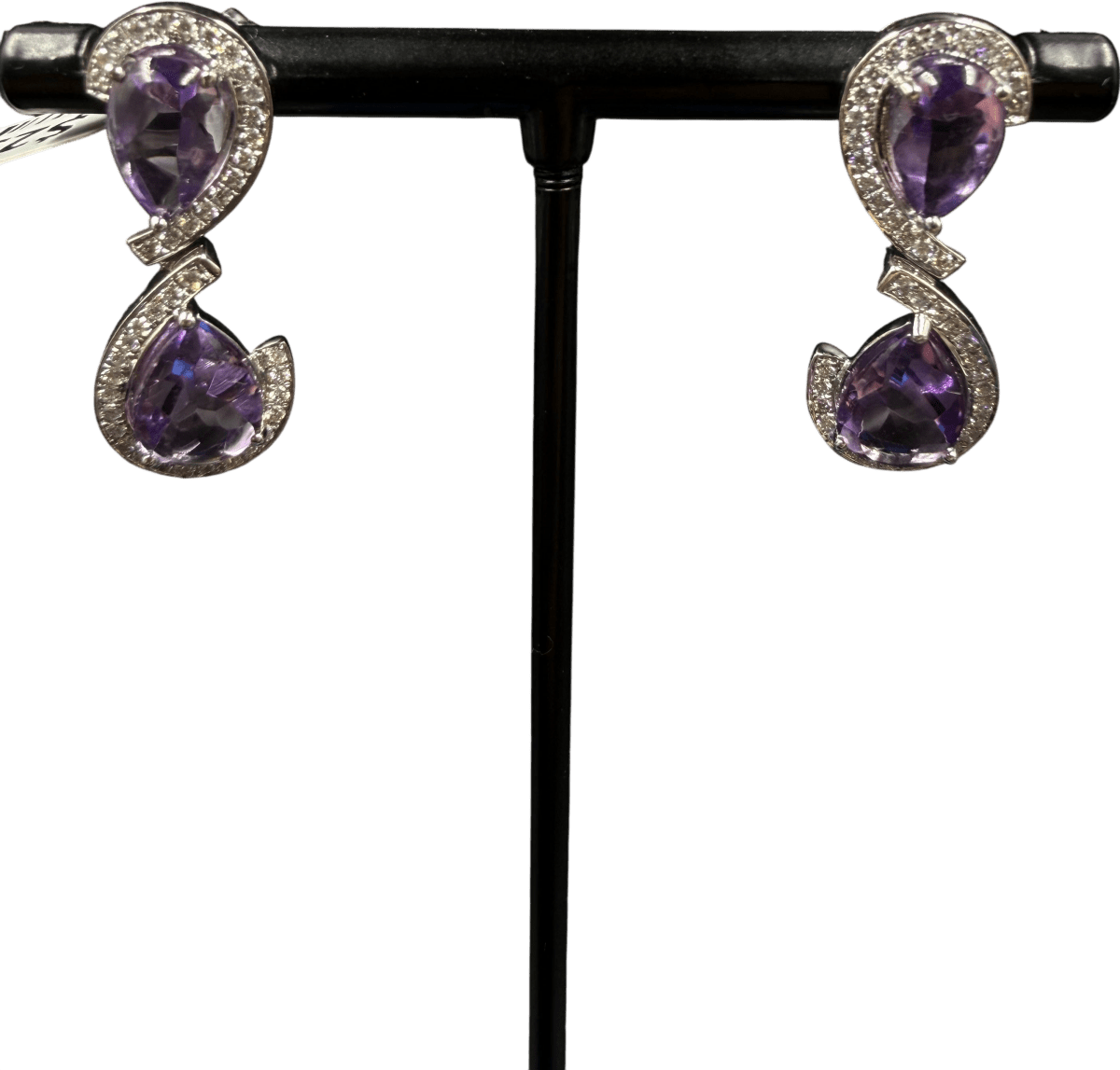 18ct Diamond/Amethyst White Gold Earrings 6.5gms - Mega Cash Sydney