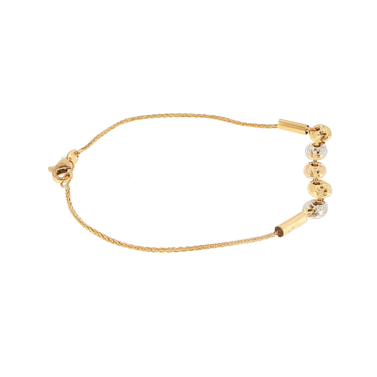 18ct Gold Tri-Color Coffee Bean Link Chain Bracelet - Mega Cash Sydney
