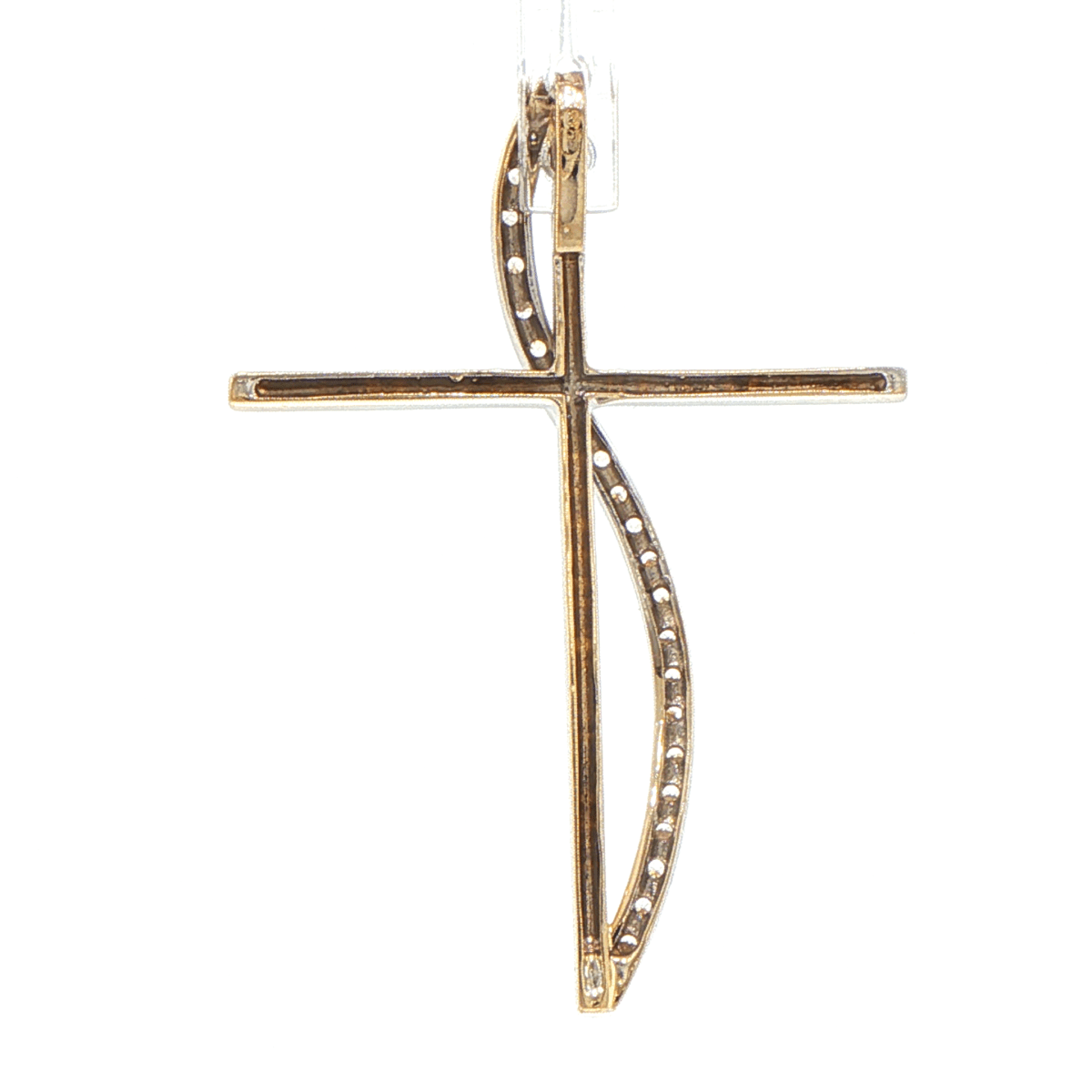 18ct Ribbon Cross Pendant in White Gold with Cubic Zirconia - Mega Cash Sydney