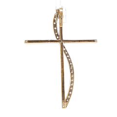 18ct Ribbon Cross Pendant in White Gold with Cubic Zirconia - Mega Cash Sydney