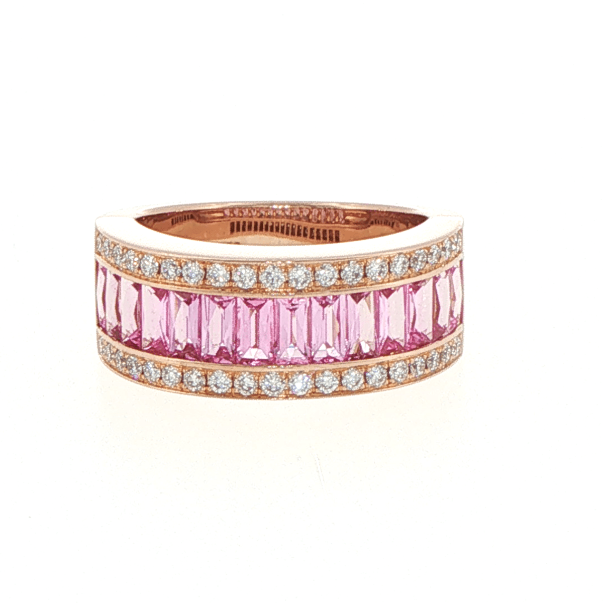 18ct Rose Gold Baguette Pink Sapphire and Diamond Ring - Mega Cash Sydney