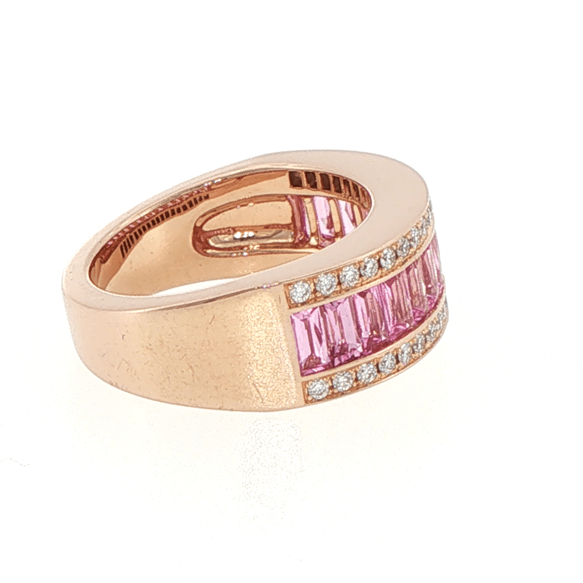 18ct Rose Gold Baguette Pink Sapphire and Diamond Ring - Mega Cash Sydney