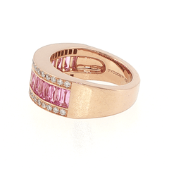 18ct Rose Gold Baguette Pink Sapphire and Diamond Ring - Mega Cash Sydney