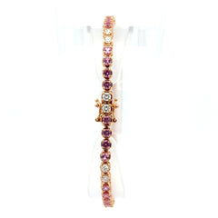 18ct Rose Gold Fuchsia Pink Sapphire Tennis Bracelet - Mega Cash Sydney
