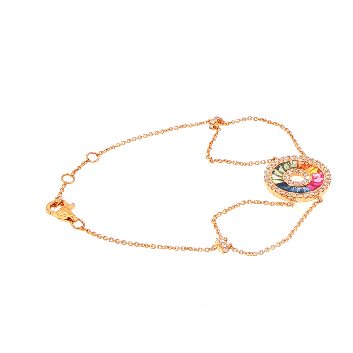 18ct Rose Gold Multi-Color Sapphire and Diamond Halo Chain Bracelet with Valuation - Mega Cash Sydney