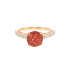 18ct Rose Gold Padparadscha Solitaire Ring with Milgrain Diamond Accents with GIR - Mega Cash Sydney