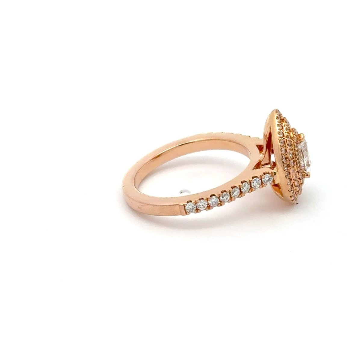 18ct Rose Gold Pear - Shaped Double Halo Diamond Engagement Ring - Mega Cash Sydney