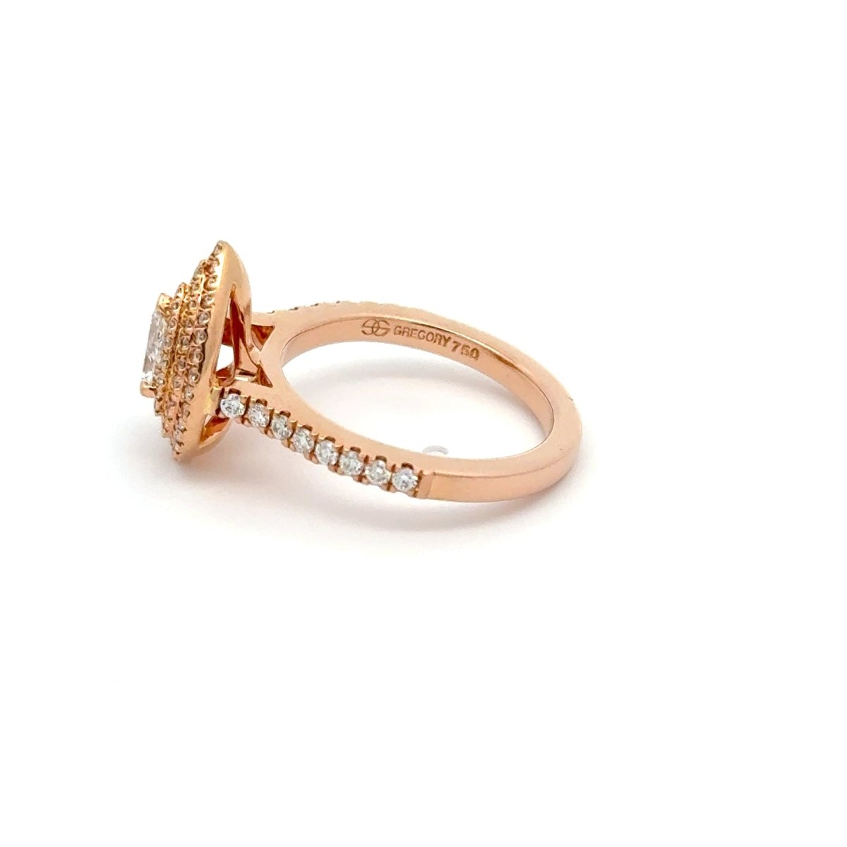 18ct Rose Gold Pear - Shaped Double Halo Diamond Engagement Ring - Mega Cash Sydney