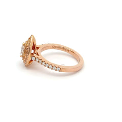 18ct Rose Gold Pear - Shaped Double Halo Diamond Engagement Ring - Mega Cash Sydney
