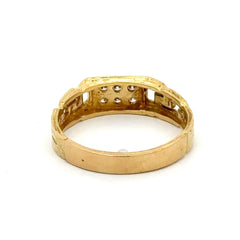 18ct Textured Yellow Gold Diamond Cluster Signet Ring - Mega Cash Sydney