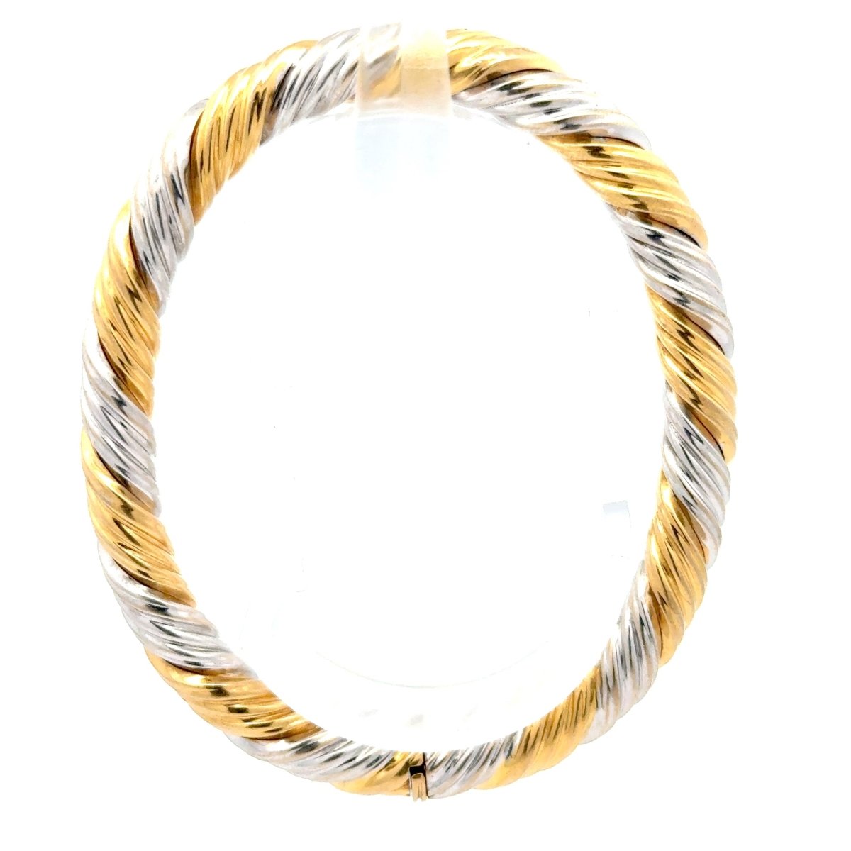 18ct Twisted Two-Tone Yellow Gold Bangle Bracelet - Mega Cash Sydney