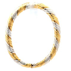 18ct Twisted Two-Tone Yellow Gold Bangle Bracelet - Mega Cash Sydney