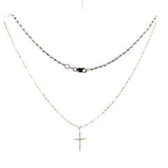 18ct White Gold Diamond Cross Pendant Necklace - Mega Cash Sydney