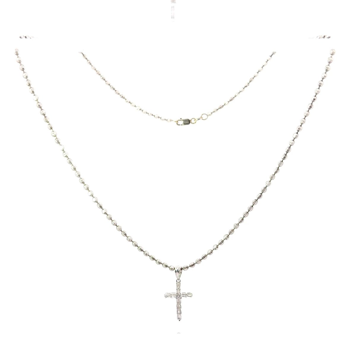 18ct White Gold Diamond Cross Pendant Necklace - Mega Cash Sydney
