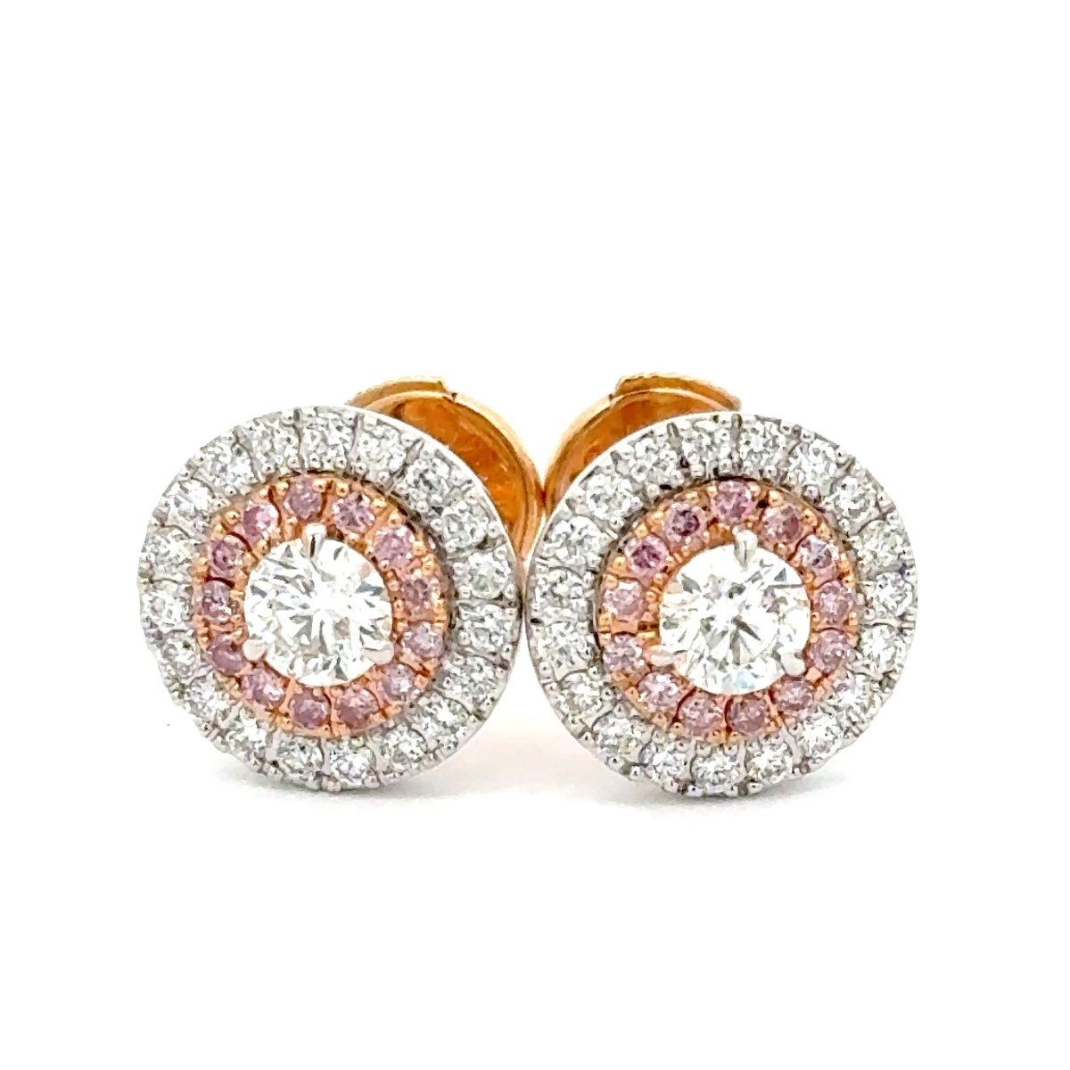 18ct White Gold Diamond Double Halo Cluster Earrings - Mega Cash Sydney