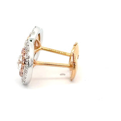 18ct White Gold Diamond Double Halo Cluster Earrings - Mega Cash Sydney