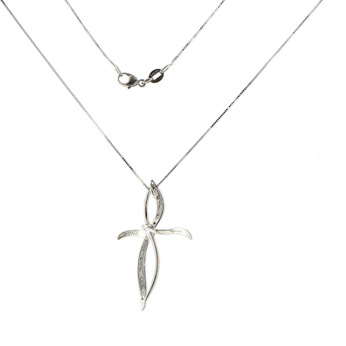 18ct White Gold Modern Diamond Stylised Cross Necklace - Mega Cash Sydney