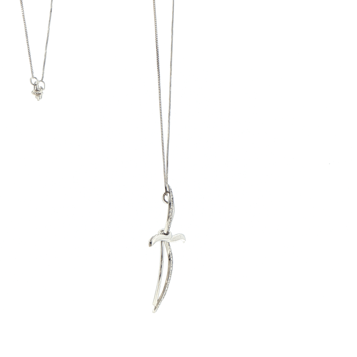 18ct White Gold Modern Diamond Stylised Cross Necklace - Mega Cash Sydney