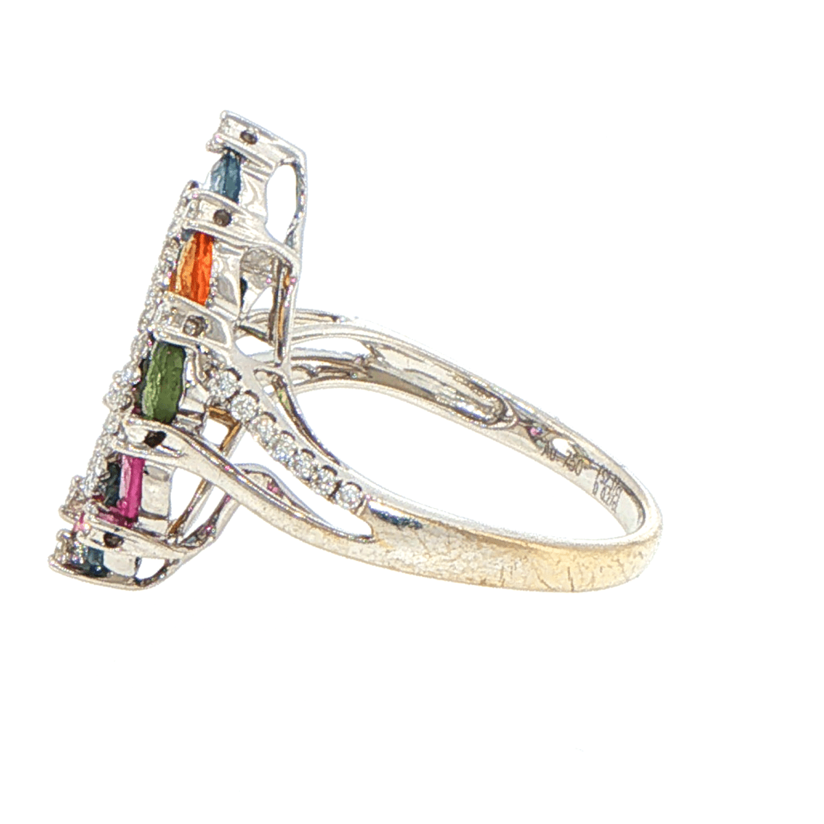 18ct White Gold Multi-Color Sapphire Open Teardrop Cocktail Ring with Valuation - Mega Cash Sydney