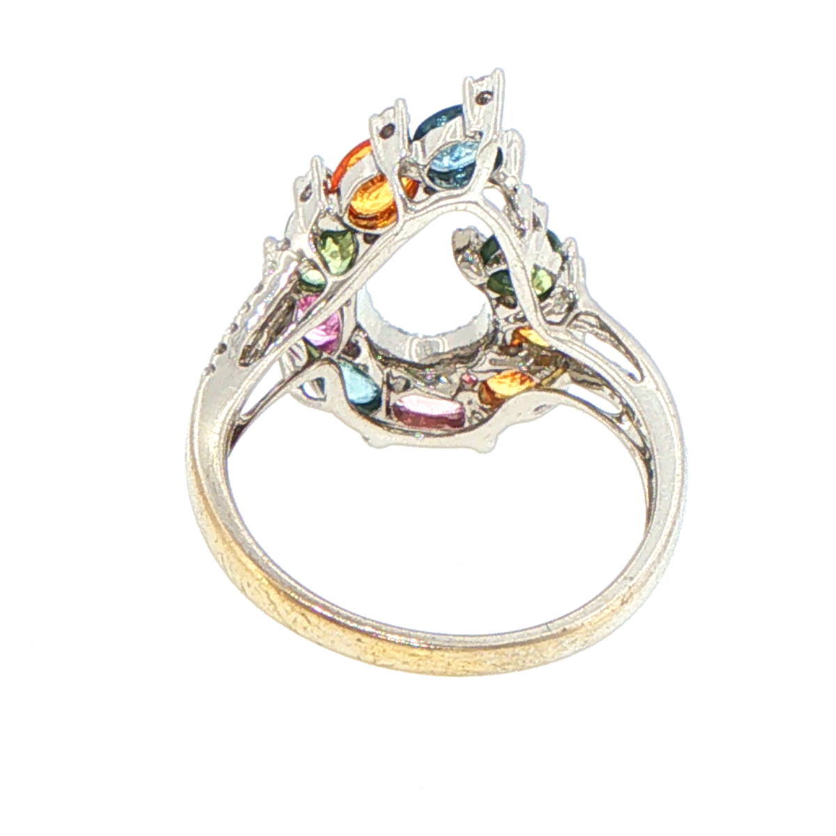 18ct White Gold Multi-Color Sapphire Open Teardrop Cocktail Ring with Valuation - Mega Cash Sydney