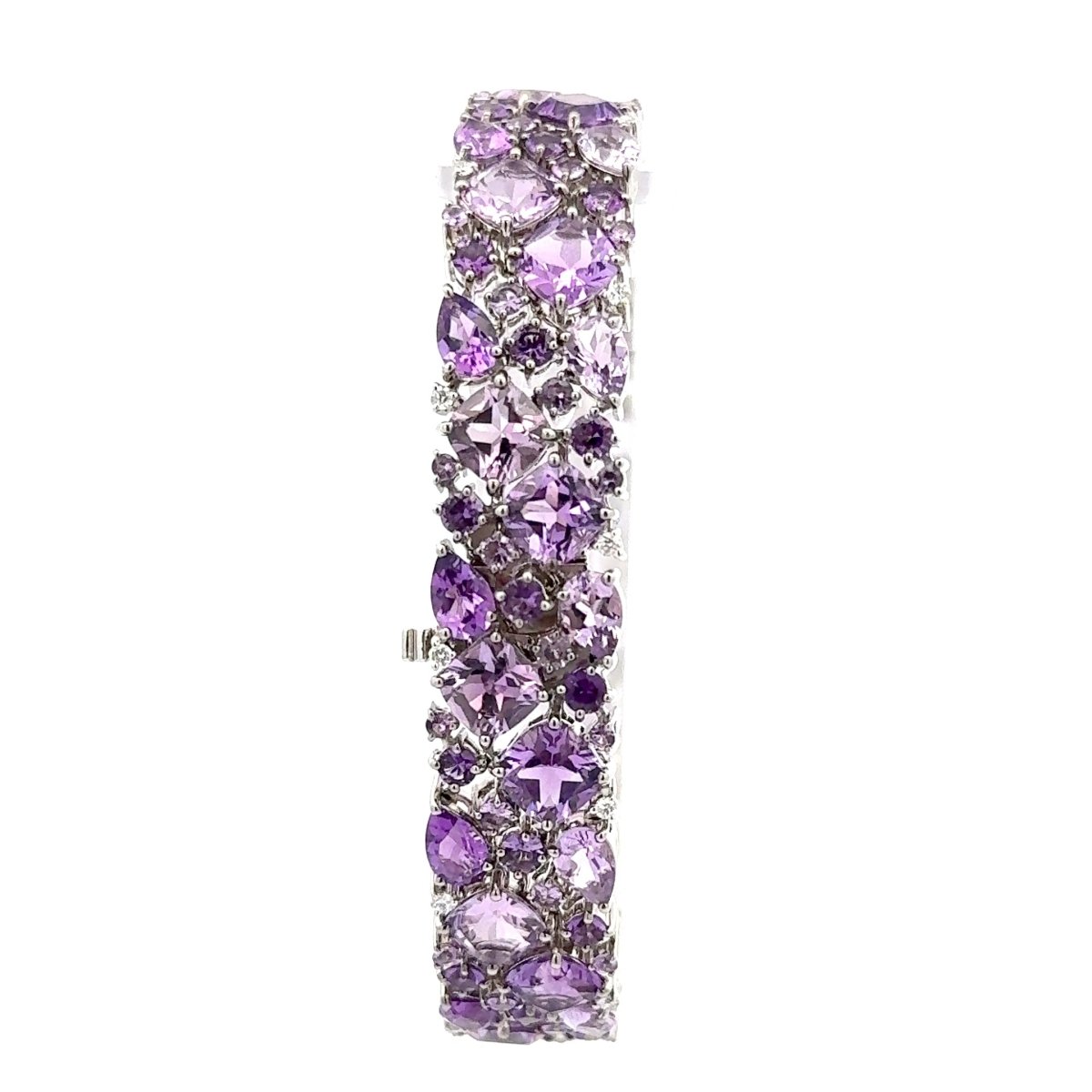 18ct White Gold Multi - Shape Amethyst Cluster Bracelet - Mega Cash Sydney