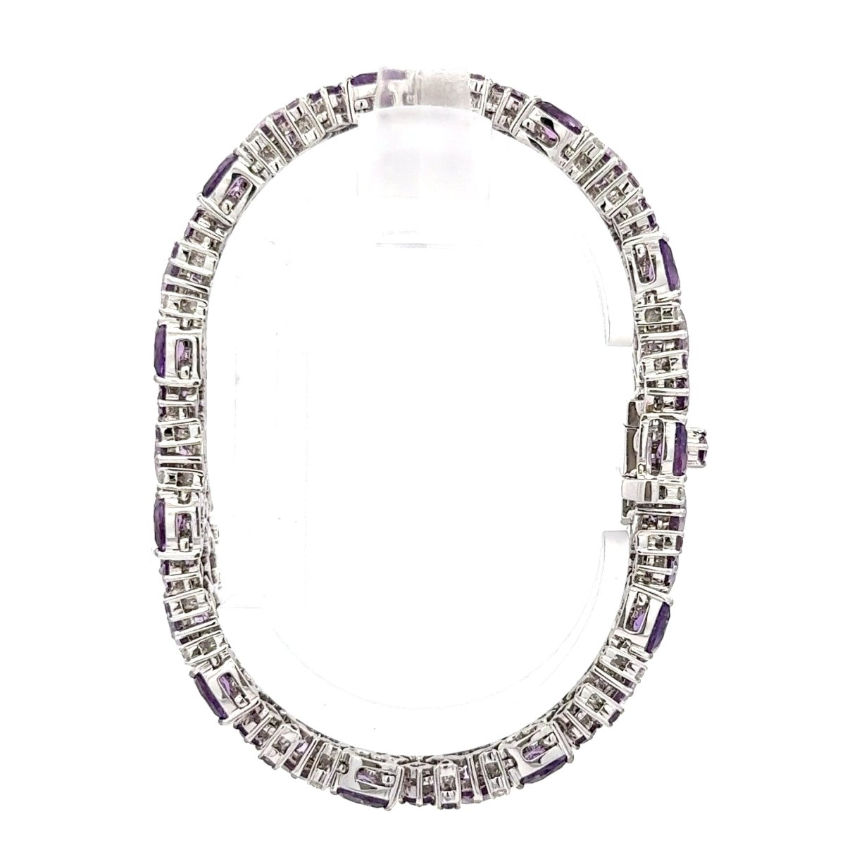 18ct White Gold Multi - Shape Amethyst Cluster Bracelet - Mega Cash Sydney
