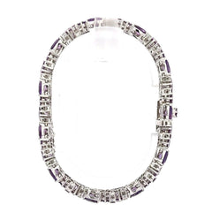 18ct White Gold Multi - Shape Amethyst Cluster Bracelet - Mega Cash Sydney