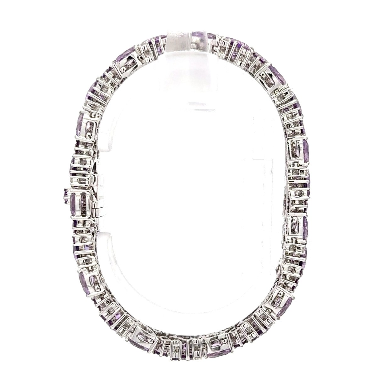 18ct White Gold Multi - Shape Amethyst Cluster Bracelet - Mega Cash Sydney