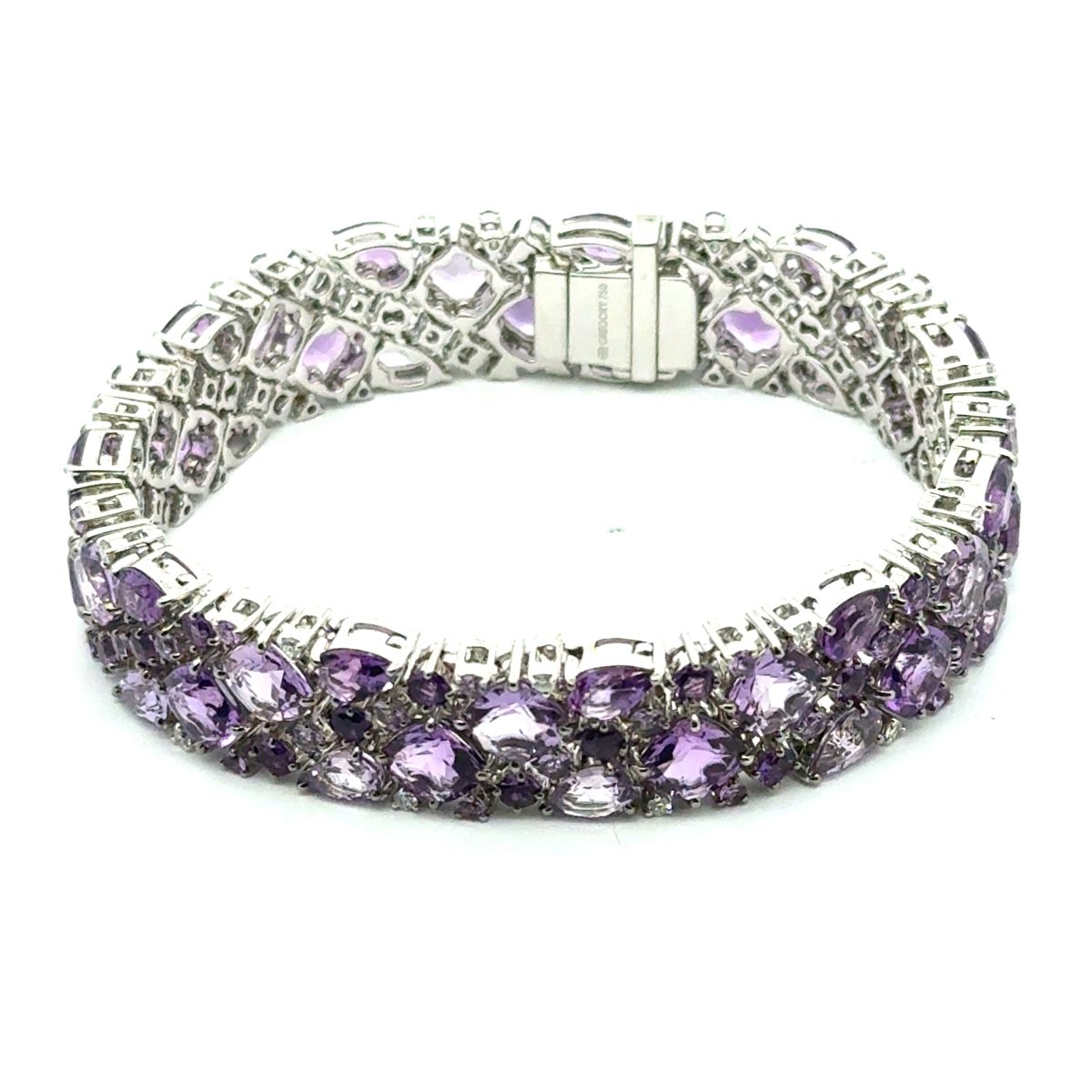 18ct White Gold Multi - Shape Amethyst Cluster Bracelet - Mega Cash Sydney