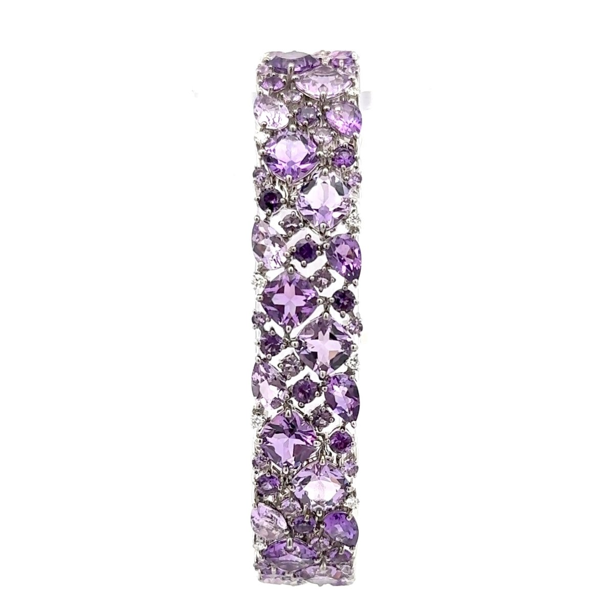 18ct White Gold Multi - Shape Amethyst Cluster Bracelet - Mega Cash Sydney