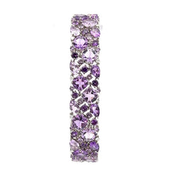 18ct White Gold Multi - Shape Amethyst Cluster Bracelet - Mega Cash Sydney