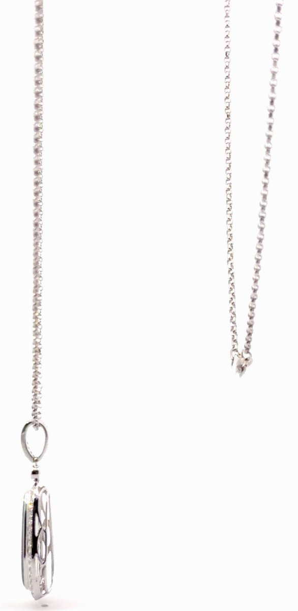 18ct White Gold Pear-Shaped Opal and Diamond Halo Pendant Necklace - Mega Cash Sydney