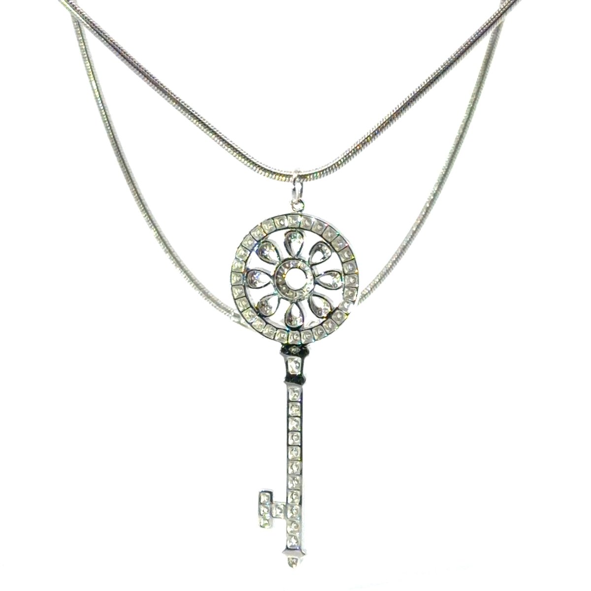 18ct White Gold Rope Necklace and Diamond Key Pendant - Mega Cash Sydney