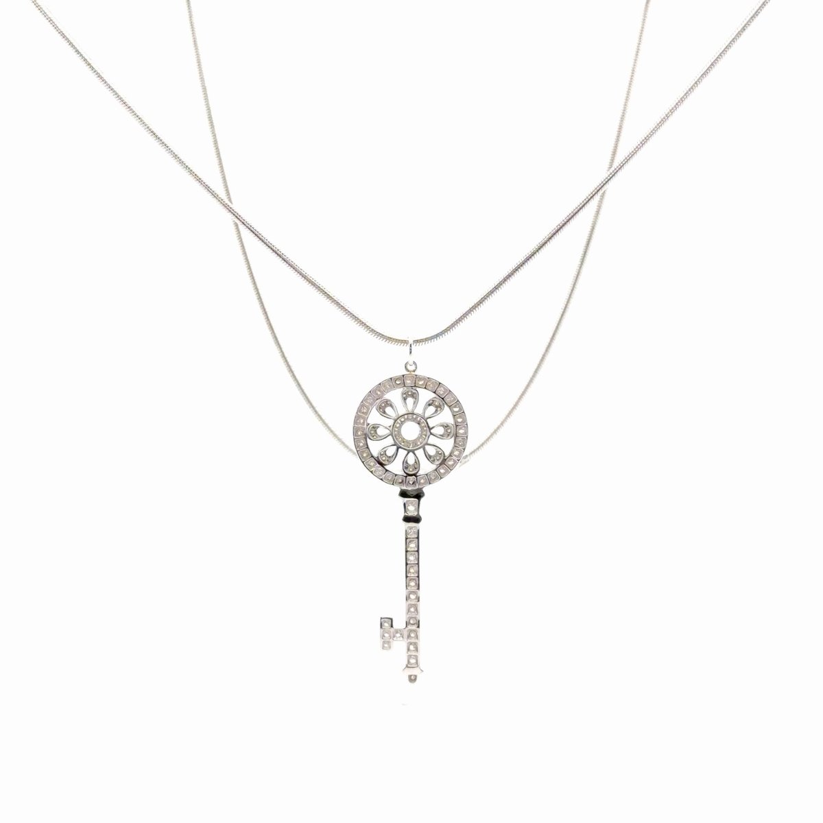 18ct White Gold Rope Necklace and Diamond Key Pendant - Mega Cash Sydney