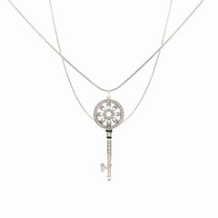 18ct White Gold Rope Necklace and Diamond Key Pendant - Mega Cash Sydney